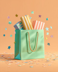Vibrant mint green reusable tote with striped accents, blending bold color and sustainable style in a chic, modern accessory