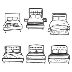 modern double bed line art graphic vector image