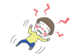 癇癪を起し寝転がって暴れている子ども