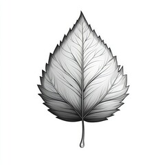 Detailed grayscale illustration of a leaf.  Intricate vein structure is highlighted