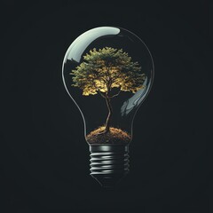 A miniature tree inside a lightbulb