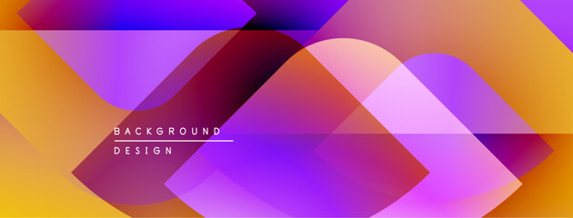 Fototapeta premium Abstract geometric shapes overlap. Vibrant orange, purple hues dominate design. Modern background texture, dynamic composition.