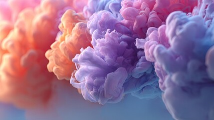 Obraz premium Soothing colors with positivity and focus through wellness concept. Vibrant clouds of colorful smoke swirling in artistic patterns.