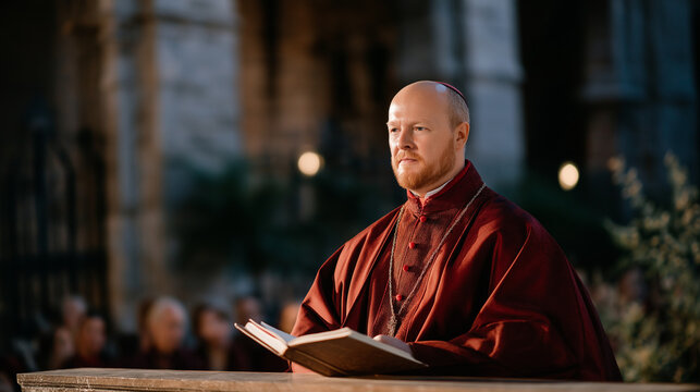 A cardinal delivering a homily in a cathedral