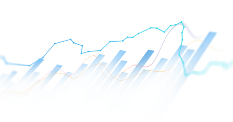 Transparent or png stock market investment trading graph growth.Trade business analytics graph and financial chart.	
