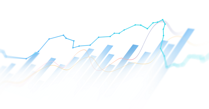Transparent or png stock market investment trading graph growth.Trade business analytics graph and financial chart.	
