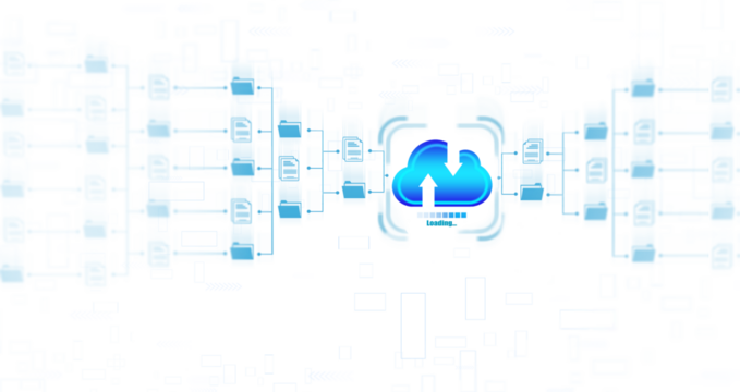 Png digital system for transferring documents. FTP(File Transfer Protocol) files receiver,computer backup copy. File sharing isometric. Exchange information and data with internet cloud technology.	
