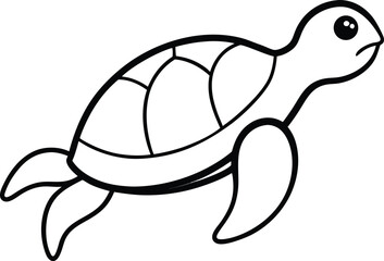 A funny cartoon turtle illustration with a cute green shell, perfect for a happy wildlife design