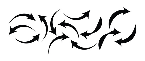 Directional arrow icon set vector on white background. black white arrow symbol vector illustration