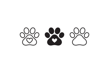 set of Paw icon vector. Paw Print icon on white background 