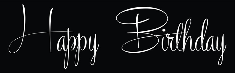 Elegant Happy Birthday Script Text Graphic