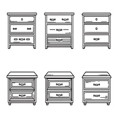 modern minimalist drawer unit line art vector illustration