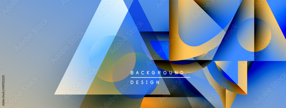Aufkleber abstract geometric shapes overlap. blue, orange, gray tones create modern visual effect. minimalist 
