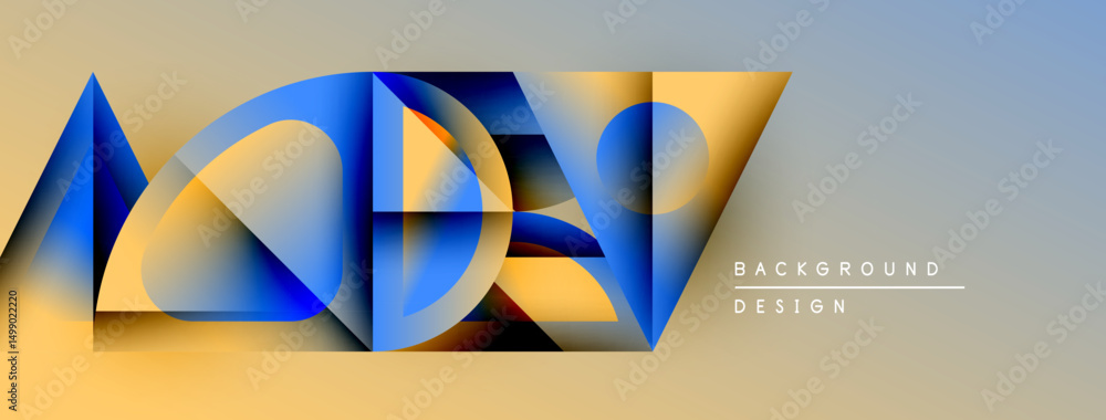 Aufkleber Abstract geometric shapes, blue, yellow gradients. Modern design elements create dynamic visual impact. Background texture suggests depth.
