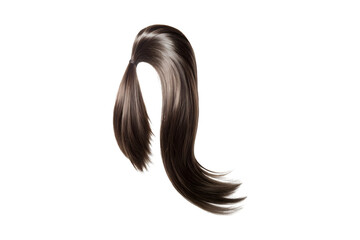 Ponytail hair extension with shiny highlights on a transparent background