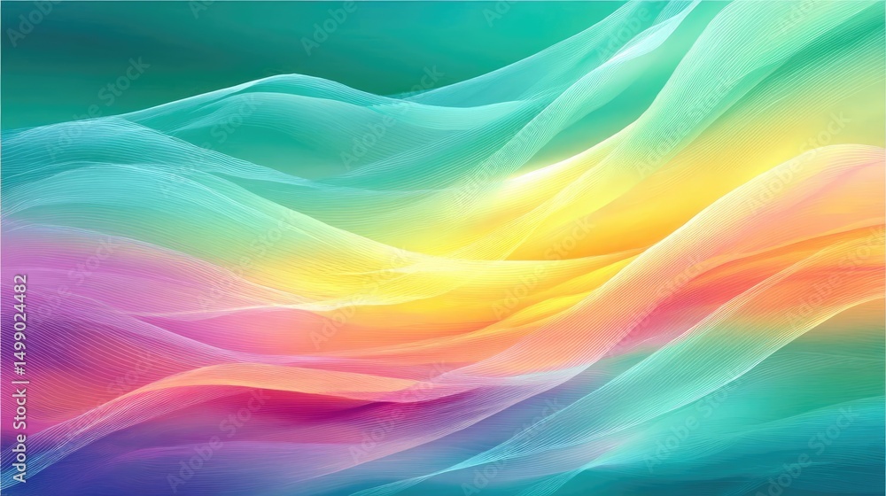 Poster soothing colors with positivity and focus through wellness concept. vibrant abstract waves create a 