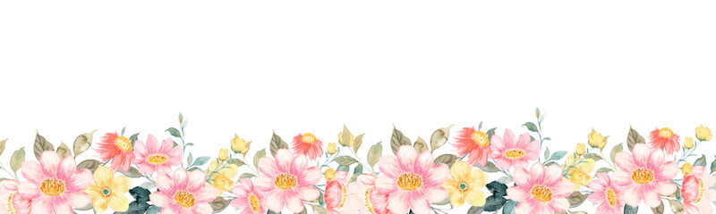 Watercolor flowers background vector for design.