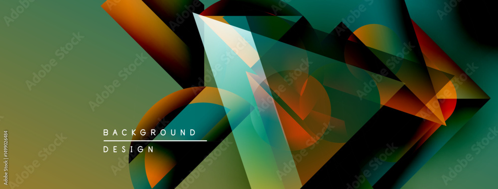 Leinwandbilder abstract geometric shapes blend, creating dynamic visual texture. colors include teal, orange, brown