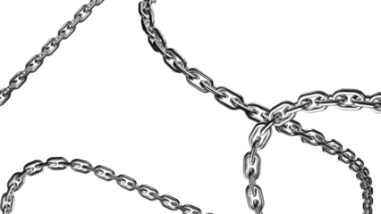 Metal chain link – steel connection, isolated transparent background