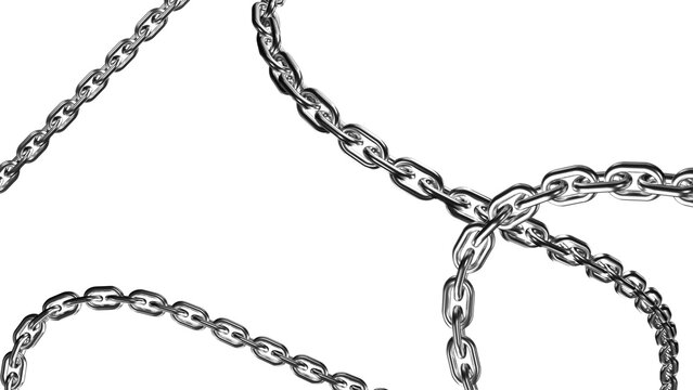 Metal chain link – steel connection, isolated transparent background