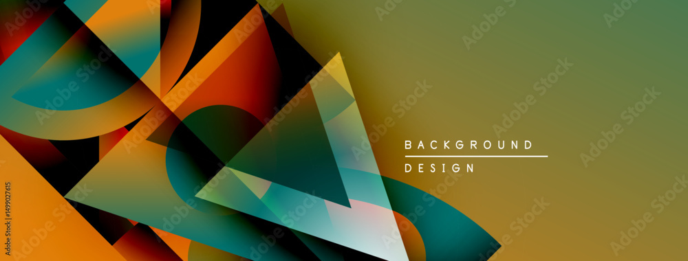 Aufkleber abstract geometric shapes overlap, creating vibrant color gradients. design features teal, orange, b