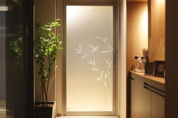 Tranquil entryway with frosted glass