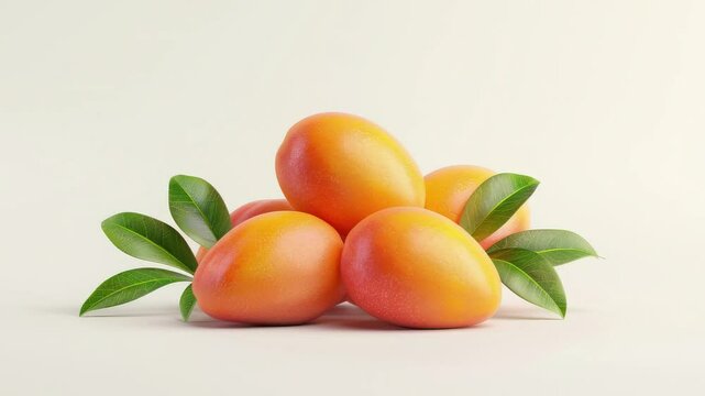 Fresh 3D sapodillas with vibrant colors on a white background