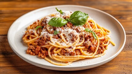 Italian Cuisine. Tasty Fettuccine and Spaghetti Pasta Ingredients for Homemade Bolognese Sauce on Wooden Table