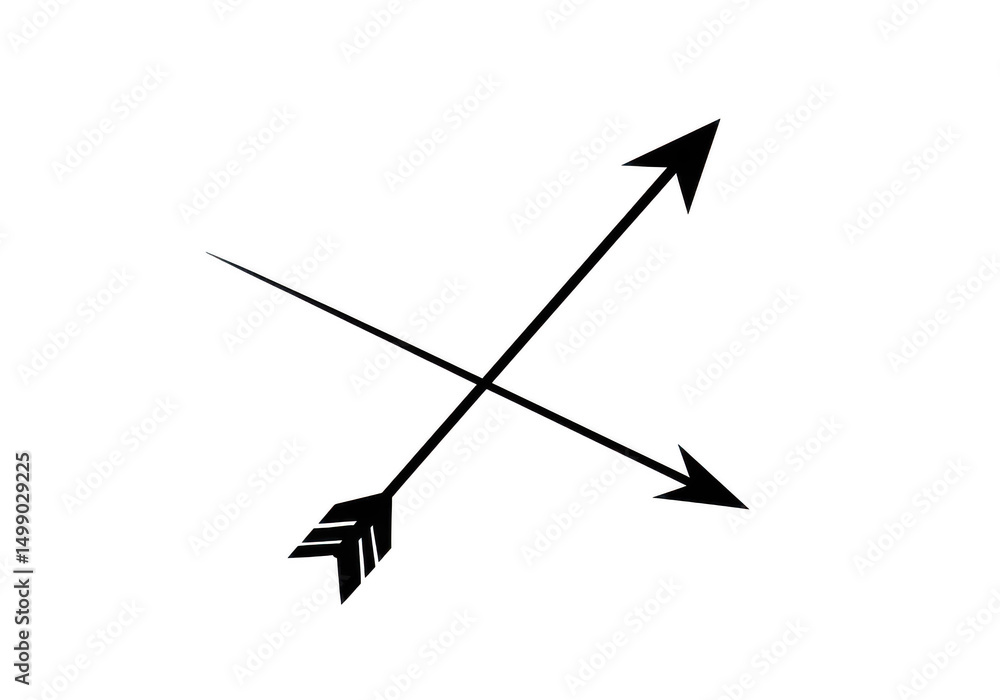 Poster two crossed arrows isolated on transparent background with black backdrop