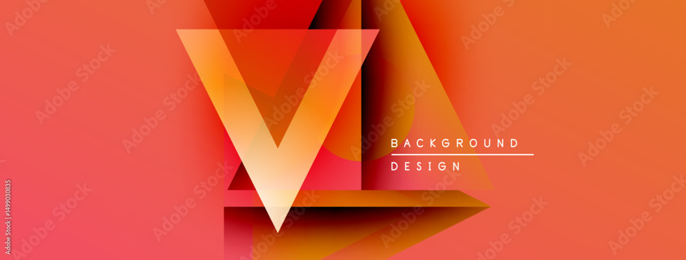 Leinwandbilder abstract geometric design. orange, red gradients create layered v shapes. text reads background desi