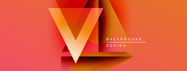 Abstract geometric design. Orange, red gradients create layered V shapes. Text reads background design. Modern, vibrant visual.