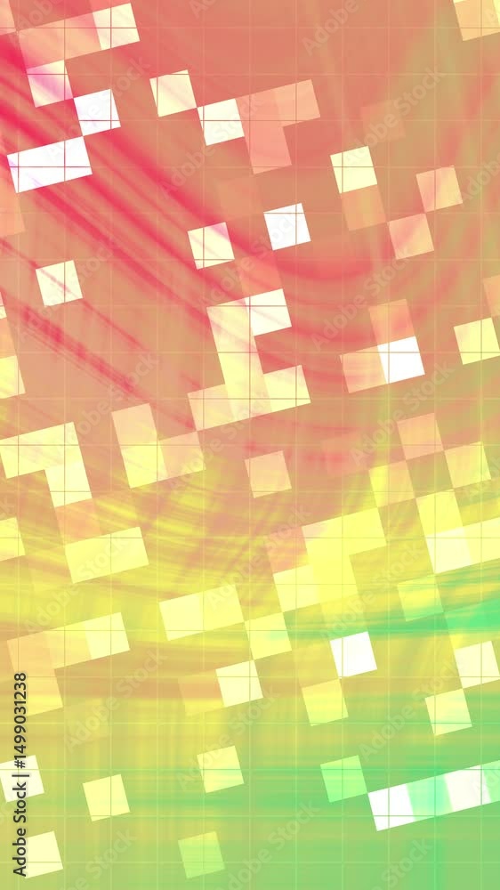Poster vertical abstract pattern flowing with squares on bright colored background