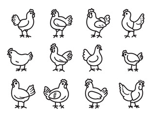 Chicken line art simple minimalist style vector illustration