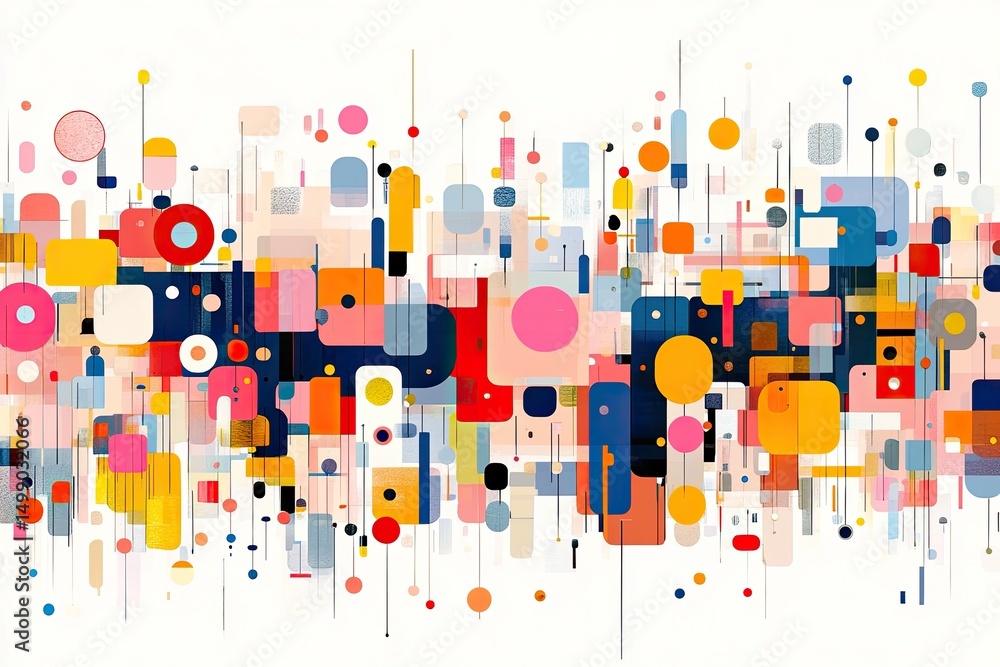 Poster abstract shapes in modern design, bright colors on white background. perfect for use as a background