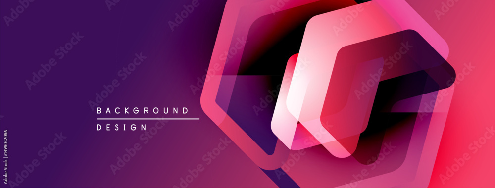 Aufkleber Abstract geometric design. Purple, pink gradients create layered hexagon shapes. Modern background suitable for digital projects.