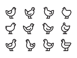Hand drawn chicken line art vector design for projects