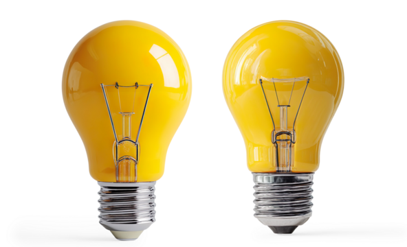 3D Light Bulb on Light on a Transparent Background