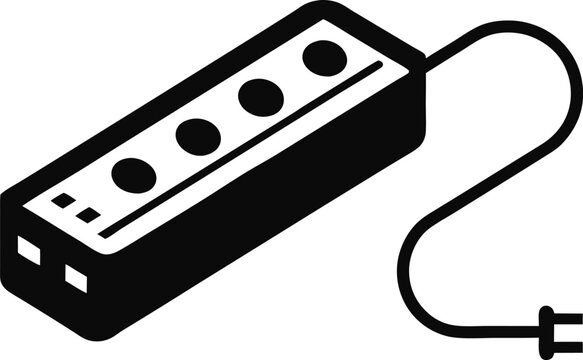 black power strip with cord and plug clip art preview