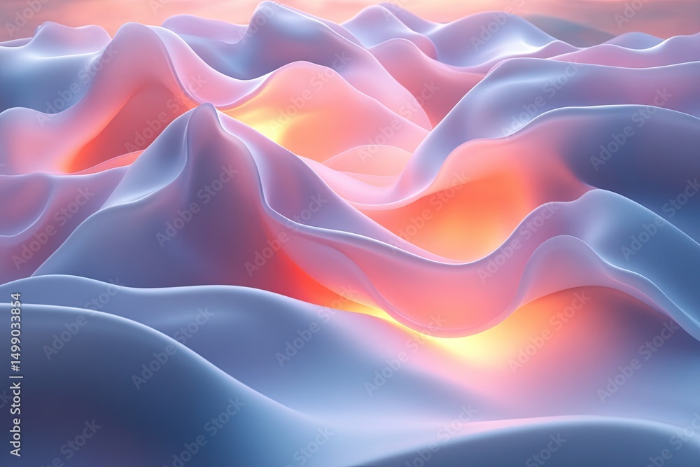 Aufkleber abstract 3d render of soft, flowing shapes with gradients of pink and blue. great for backgrounds, w