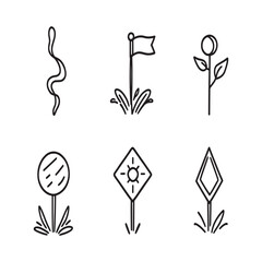 Simple botanical plant marker line art vector illustration