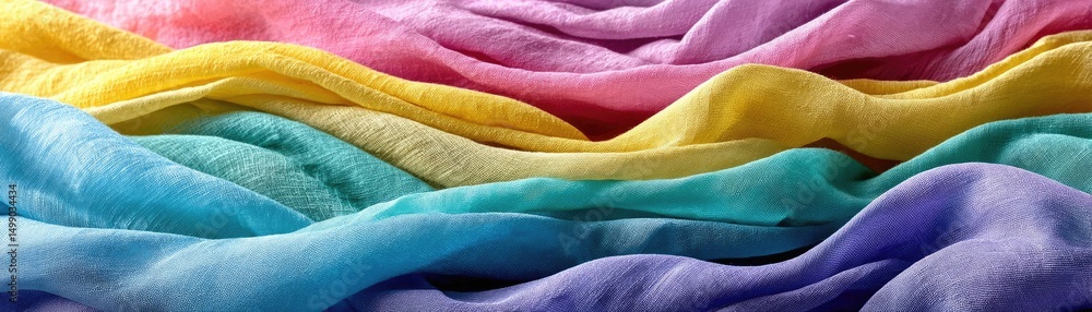 Poster soothing colors with positivity and focus through wellness concept. vibrant silk fabric folds in a c