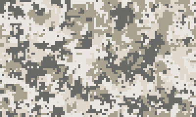 Abstract digital camouflage pattern.  Neutral tones blend seamlessly, ideal for backgrounds, textiles, or militarythemed designs.
