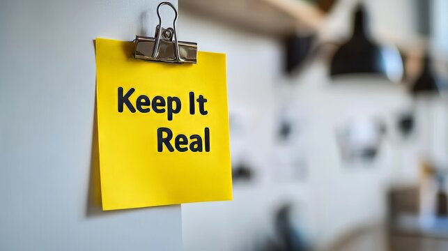Yellow Sticky Note with Keep It Real Message, Reminder for Authenticity and Honesty - Powered by Adobe