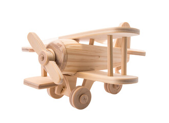 Minimalist Kids’ Wooden Airplane Toy Isolated on White