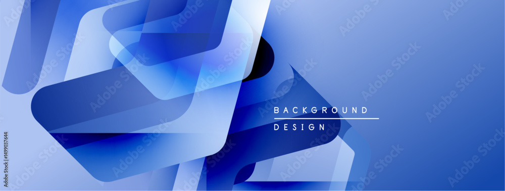 Poster abstract blue design. overlapping shapes create modern visual effect. gradient colors provide depth,