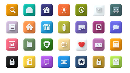 Colorful 3 d square icons collection