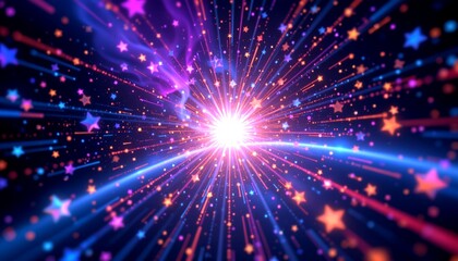 an explosion of vibrant stars, creating a dynamic and celebratory atmosphere.