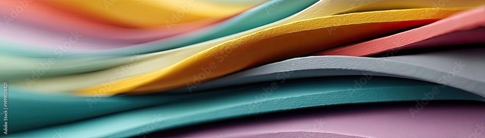 Poster Soothing colors with positivity and focus through wellness concept. Colorful abstract layers create a visually striking composition.