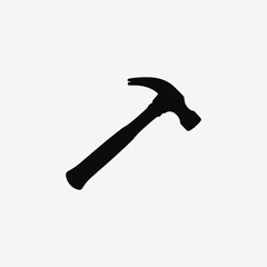 Minimalist Black Hammer Silhouette on White Background – Clean High-Contrast Vector Art for Design and Decor