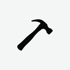 Minimalist Black Hammer Silhouette on White Background – Clean High-Contrast Vector Art for Design and Decor